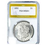 1892 Morgan Silver Dollar PGA MS64+