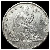 1860-O Silver Seated Liberty Half Dollar HIGH  GR