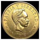 1916 Cuba .4838oz Gold 10 Pesos GEM BU