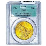 1924 $20 Gold Double Eagle PCGS MS63