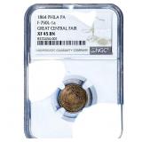 1864 Phil. PA Great Central Fair Token NGC XF45 BN