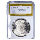 1881-S Morgan Silver Dollar PGA MS66