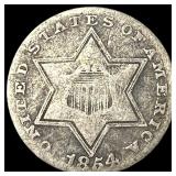 1854 Silver Three-Cent Piece LIGHTLY  CIRCULATED