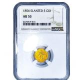 1856 Rare Gold Dollar NGC AU53 Slanted 5