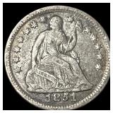 1851-O Silver Seated Liberty Half Dime NEARLY UN
