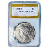 1934-D Silver Peace Dollar PGA AU58 DDO