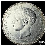 1896 Spain Silver 5 Pesetas