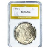1921 Morgan Silver Dollar PGA MS66