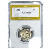 1936 Buffalo Nickel PGA MS66