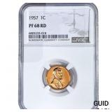 1957 Wheat Cent NGC PF68 RD