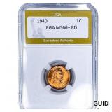 1940 Wheat Cent PGA MS66+ RD