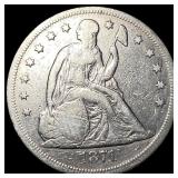 1871 Silver Seated Liberty Dollar ABOUT UNCIRCUL