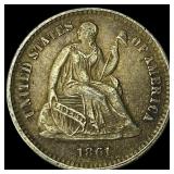1861 Silver Half Dime CLOSELY UNCIRCULATED