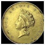1854 Gold $1 Indian Princess Type 2 CHOICE AU