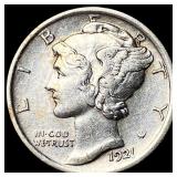 1921 Silver Mercury Dime CLOSELY UNCIRCULATED CLO
