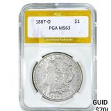 1887-O Morgan Silver Dollar PGA MS63