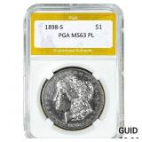 1898-S Morgan Silver Dollar PGA MS63 PL