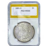 1881-S Morgan Silver Dollar PGA MS66