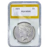 1925 Silver Peace Dollar PGA MS66