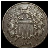 1870 Two-Cent Piece NEARLY UNCIRCULATED