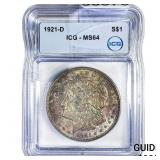 1921-D Morgan Silver Dollar ICG MS64