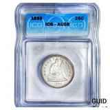 1859 Seated Liberty Quarter ICG AU58