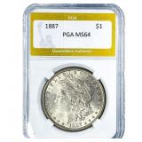 1887 Morgan Silver Dollar PGA MS64