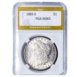 1885-S Morgan Silver Dollar PGA MS63
