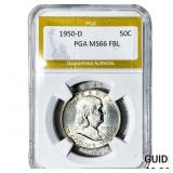 1950-D Franklin Half Dollar PGA MS66 FBL