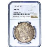 1923-D Silver Peace Dollar NGC MS62