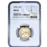 1936 Washington Silver Quarter NGC MS64