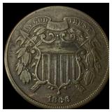 1866 Bronze Two-Cent Piece CHOICE AU