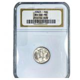 1943 Mercury Silver Dime NGC MS66 FB