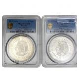 [2 Coins] 1948-Mo 5 Peso Mexico Cuauhtemoc PCGS MS