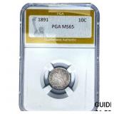 1891 Seated Liberty Dime PGA MS65