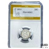 1853 Seated Liberty Dime PGA MS62