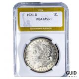 1921-D Morgan Silver Dollar PGA MS63