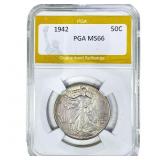 1942 Walking Liberty Half Dollar PGA MS66