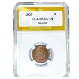 1907 Indian Head Cent PGA MS66 BN Monster