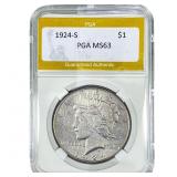 1924-S Silver Peace Dollar PGA MS63
