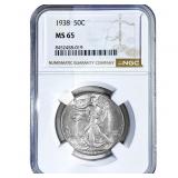 1938 Walking Liberty Half Dollar NGC MS65