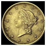 1853 Gold $1 Liberty Head Type 1 CLOSELY UNCIRCULA
