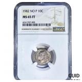 1982 No P Roosevelt Dime NGC MS65 FT