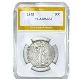 1943 Walking Liberty Half Dollar PGA MS66+