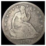 1861 Silver Seated Liberty Half Dollar NICELY CI
