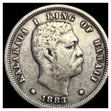 1883 Hawaii Silver 10 Cents LIGHTLY CIRCULATED L