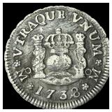 1738-MF Mexico Silver 1 Real LIGHTLY CIRCULATED