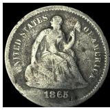 1865-S Silver Half Dime LIGHTLY CIRCULATED