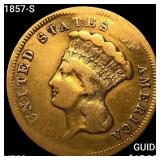 1857-S $3 Gold Piece LIGHTLY CIRCULATED