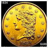 1834 $2.50 Gold Quarter Eagle UNCIRCULATED